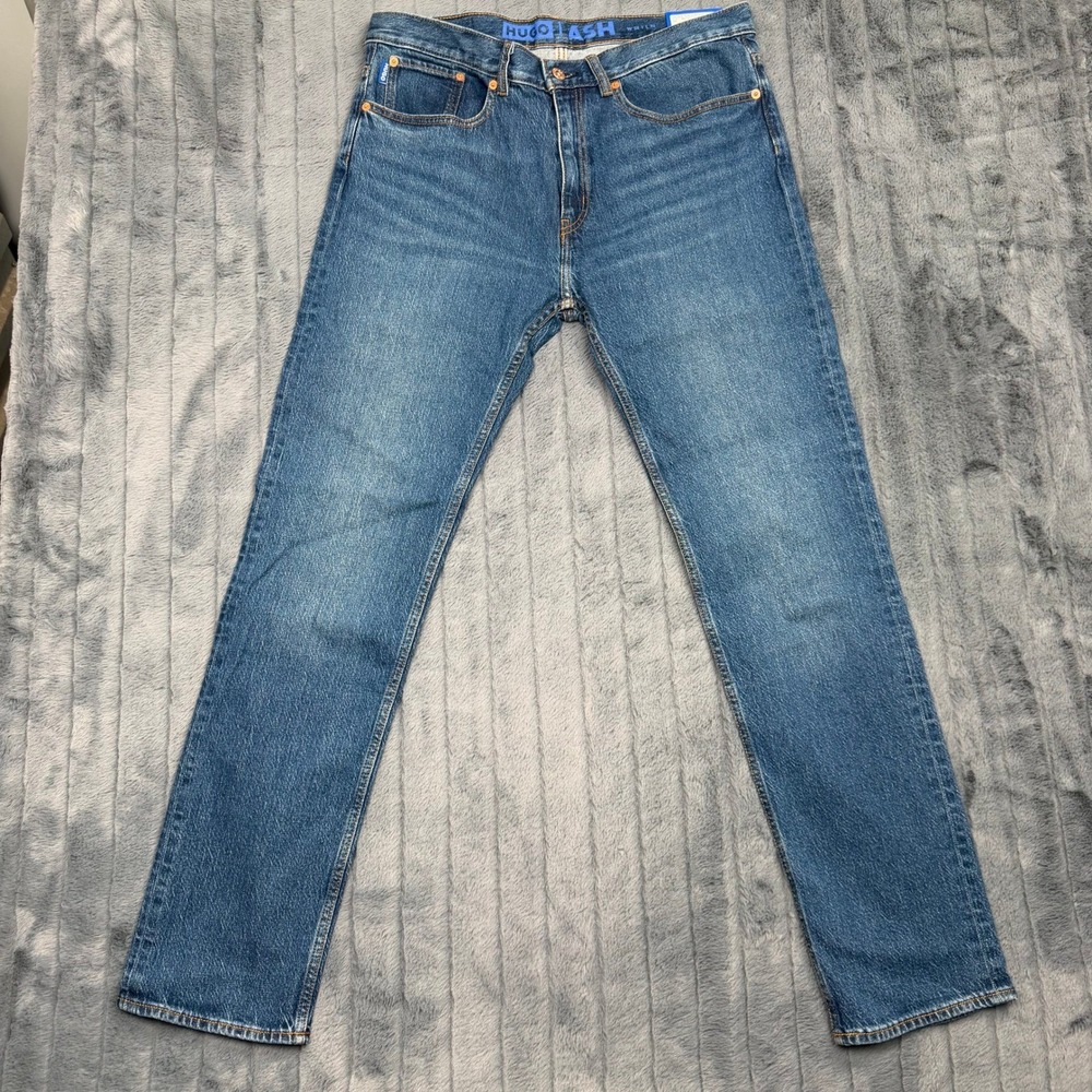 Hugo Boss Ash Slim Fit Jeans Mens 34x32 Medium Wash Blue Denim 50511502 NEW